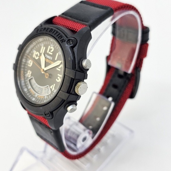 Timex Expedition Analog Digital Men's Watch 40MM NEW Red Nylon Bands NEW Battery - Picture 2 of 16